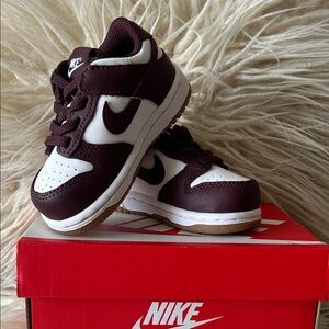 Nike Kids' Burgundy and White Sneakers